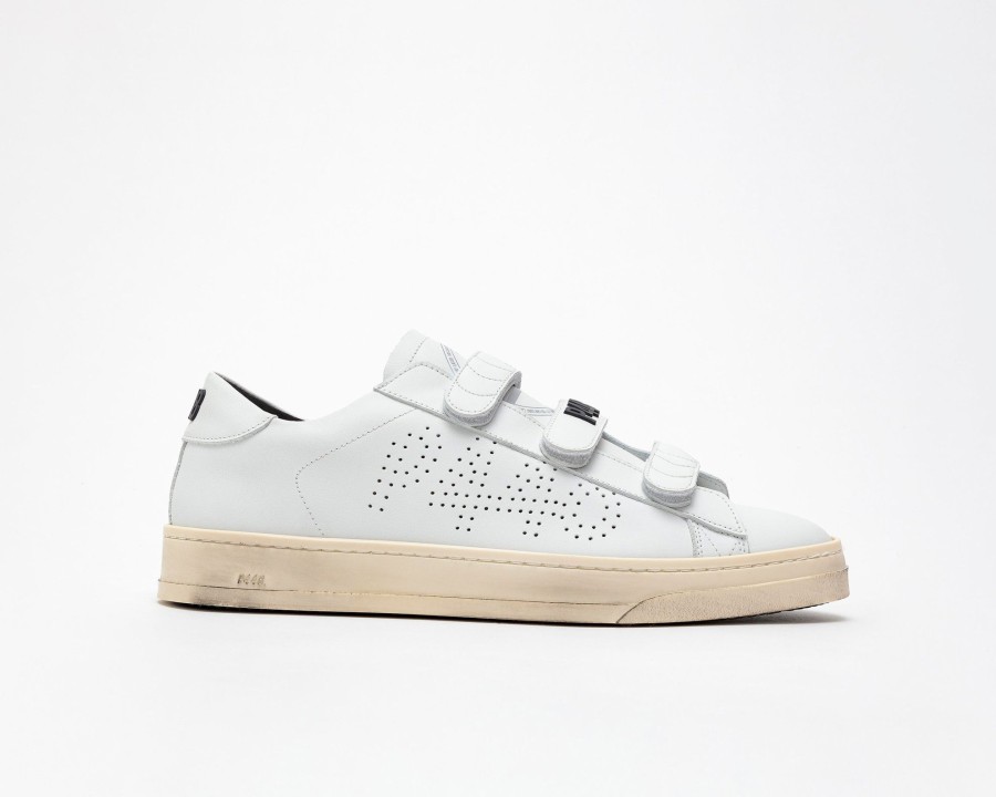 Hombres P448 Zapatillas Bajas | Jack Velcro Blanco